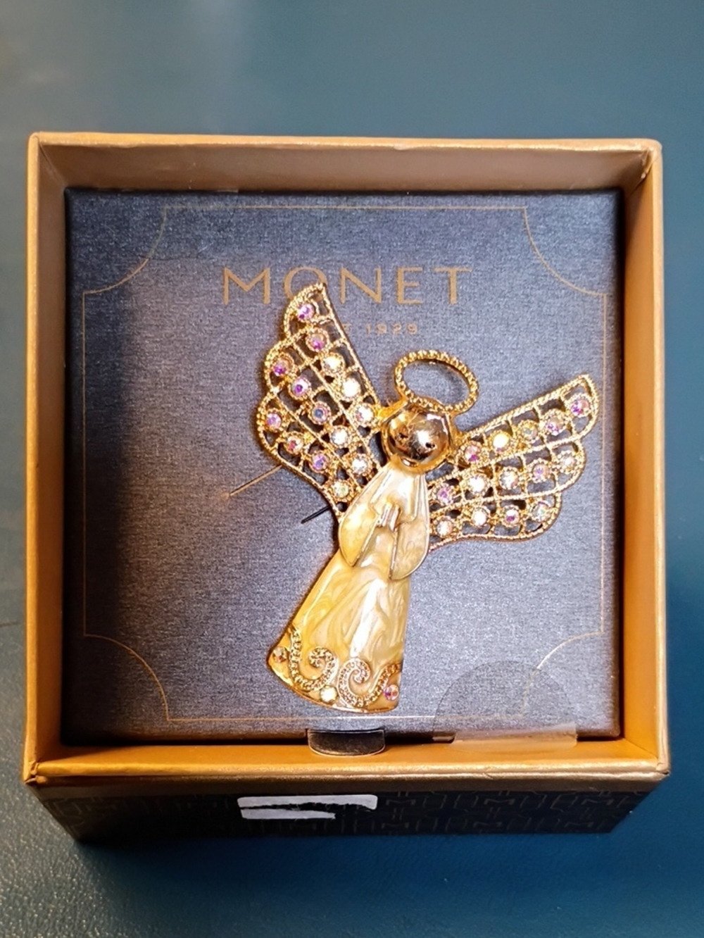 Monet Gold-Tone Angel Pin with Purple Accents